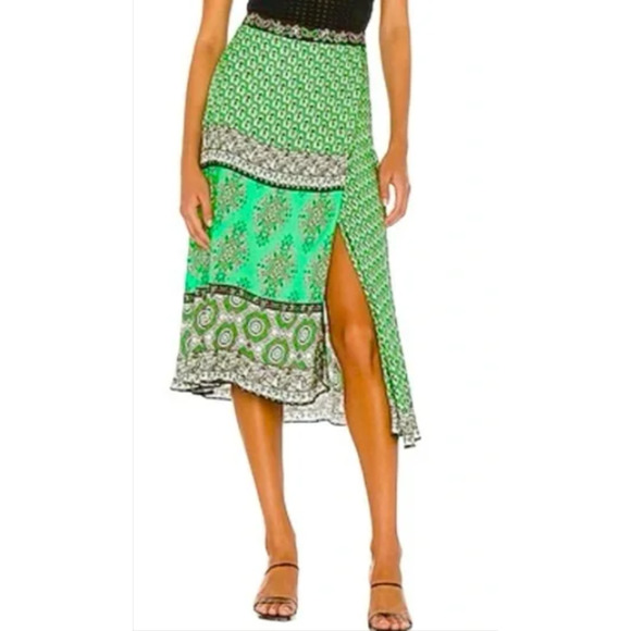 Alice & Olivia Boho Mock Wrap Midi Skirt Size 4 MSRP$350 - Picture 1 of 6